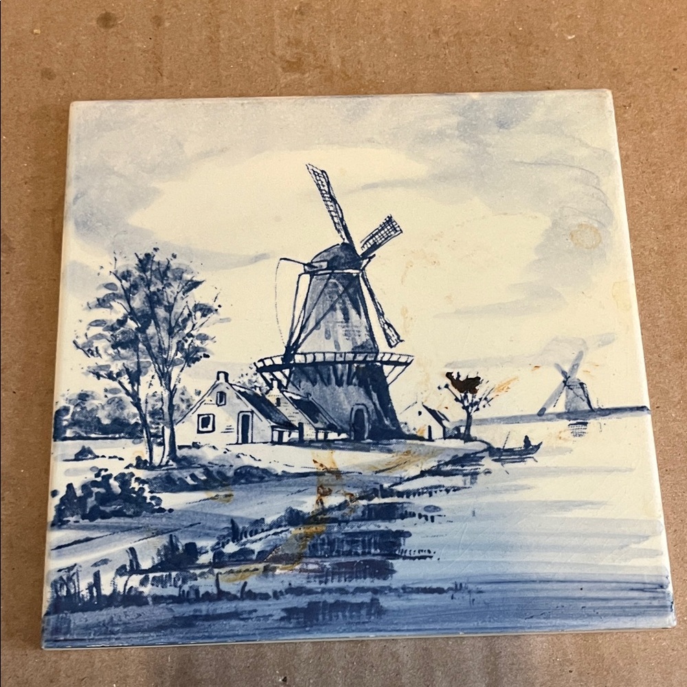 Blue and White Windmill Tile